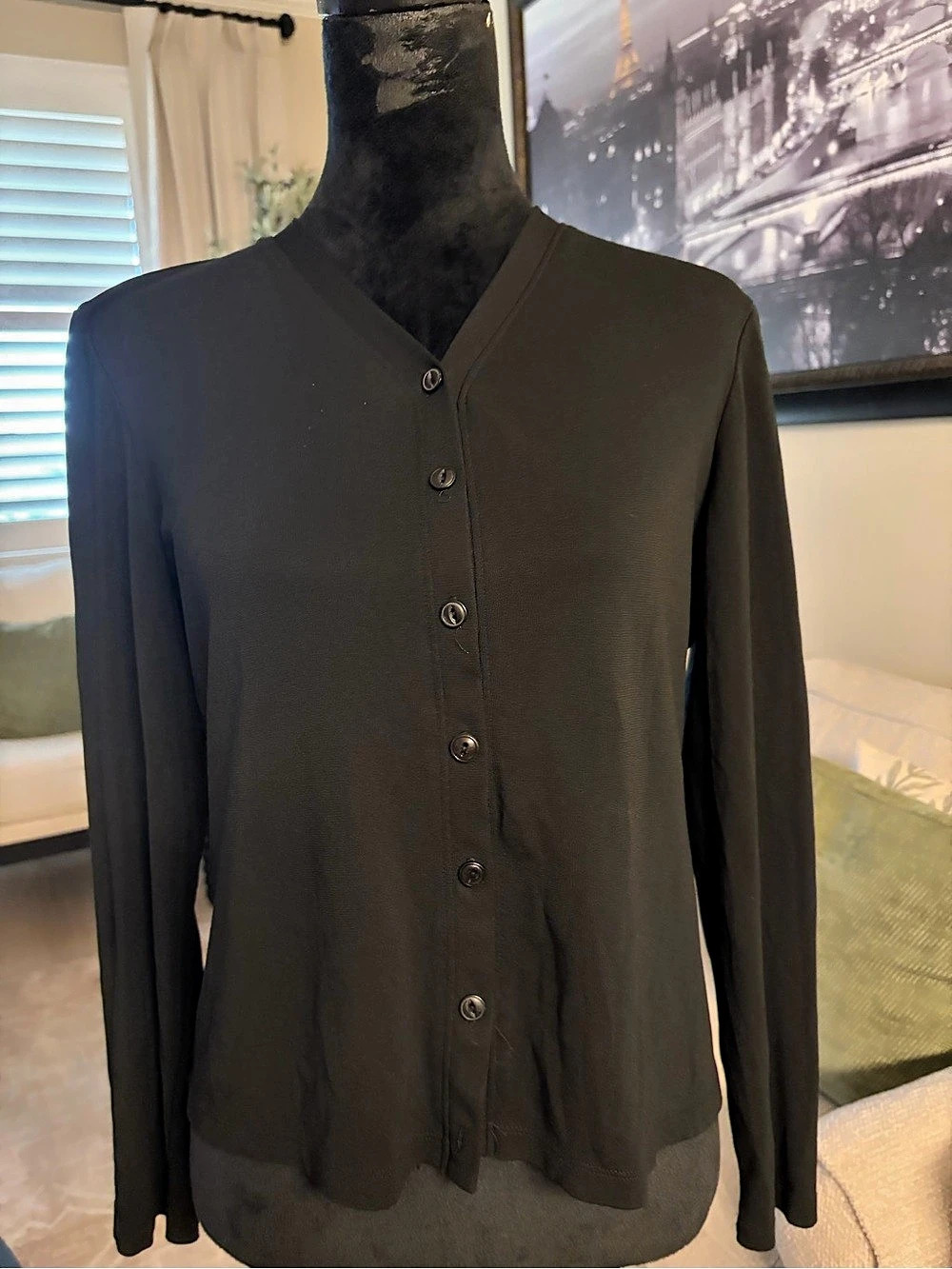 The Limited V-Neck Button Front Top in Black Size Medium SKU0137